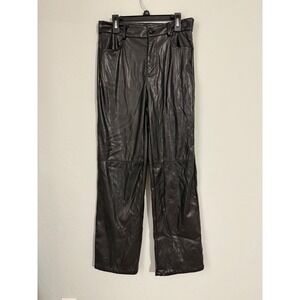SHEIN Black Faux Leather Straight Leg Pants‎ Petite S High Waisted JIT7722748
